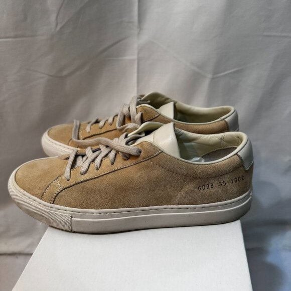 COPY - Woman by Common Project Tan Suede Casual Sneakers SZ 35 - Picture 5 of 7